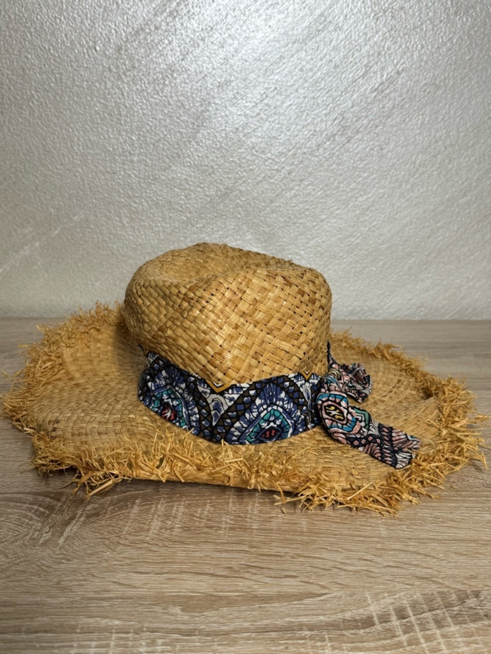 Natural-colored raffia straw floppy hat Women Size M-L - Picture 5 of 9